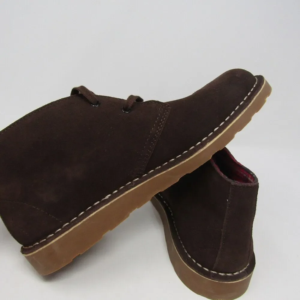 L.L.Bean Women's 10 Medium Brown Suede Chukka Boots Plaid Lined Stonington Lace